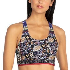 Johnny Was Active Floral Racerback Sports Bra Size Small